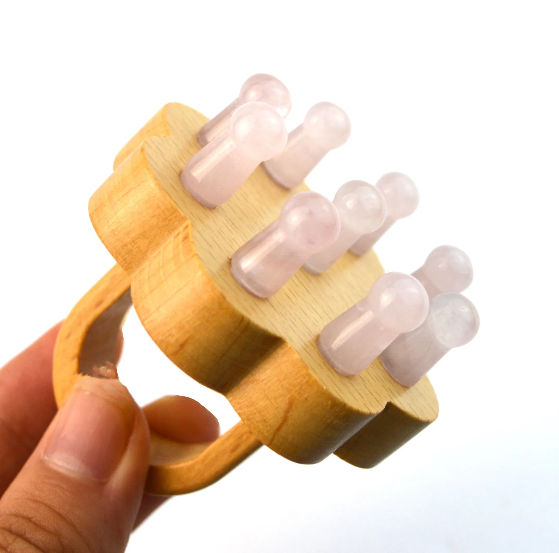 Peine de masaje para el cuero cabelludo de cuarzo rosa, herramienta de masaje para el cabello, alivia dolores de cabeza, estrés y relaja
