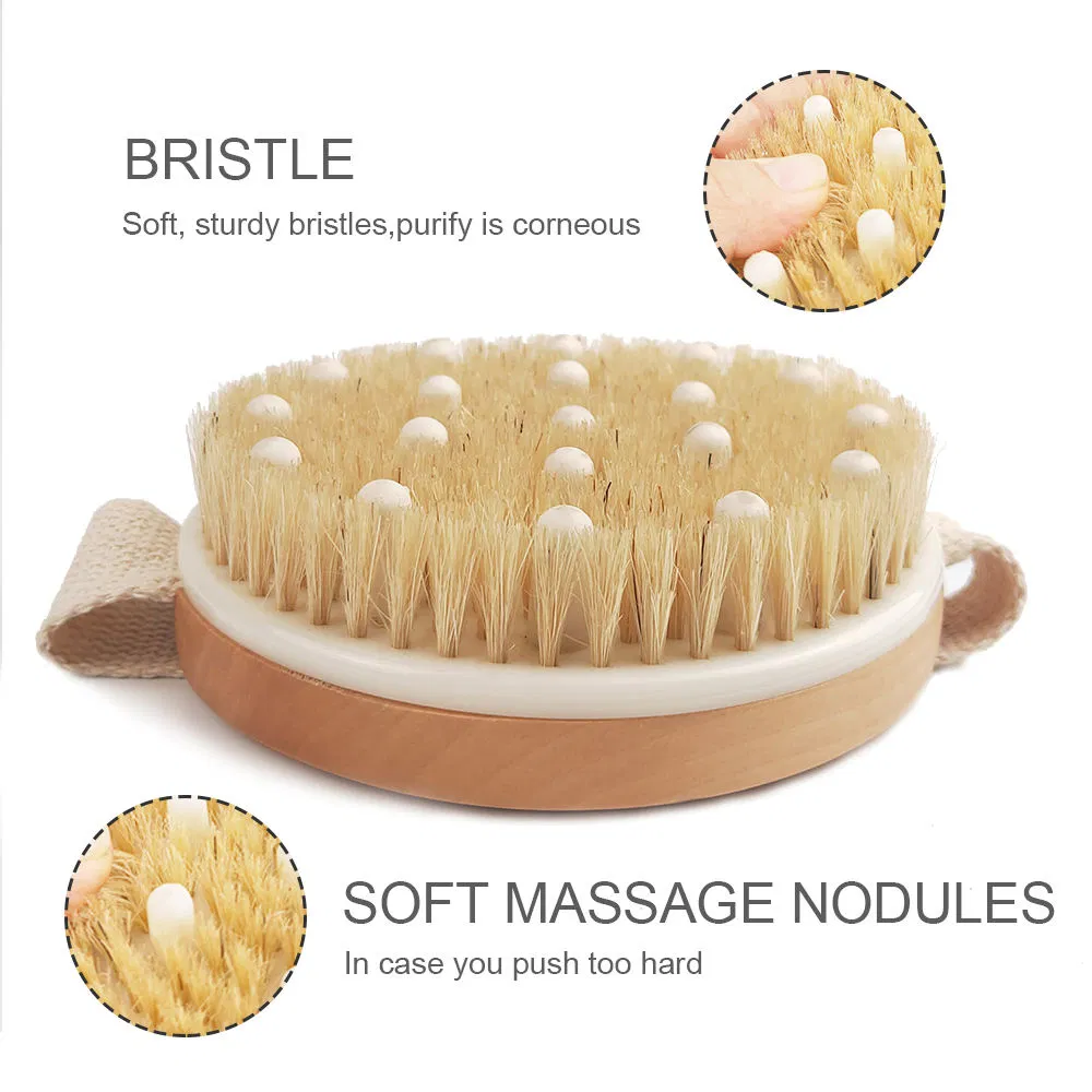 Tratamiento de celulitis con drenaje linfático, cepillo de masaje corporal de cepillado en seco natural