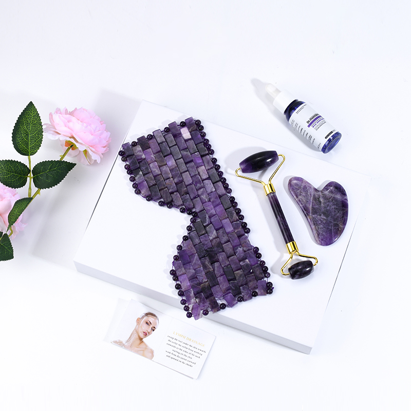 Nuevo rodillo de jade de cuarzo rosa natural para masaje corporal, herramienta de raspado Gua Sha, herramientas de masaje facial