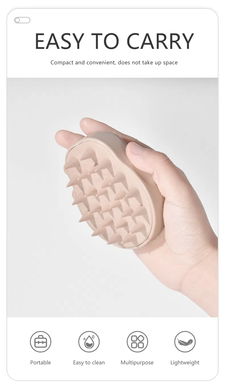 Cepillo de limpieza de silicona para masaje del cuero cabelludo con cerdas suaves Jbs0015