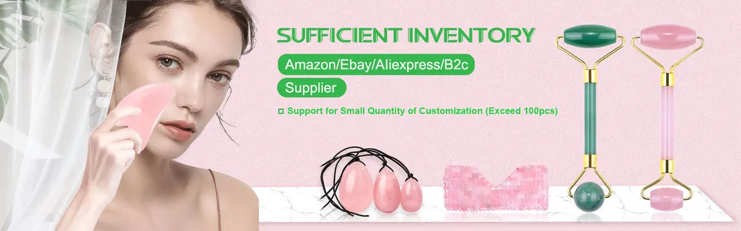 Nuevo rodillo de jade de cuarzo rosa natural para masaje corporal