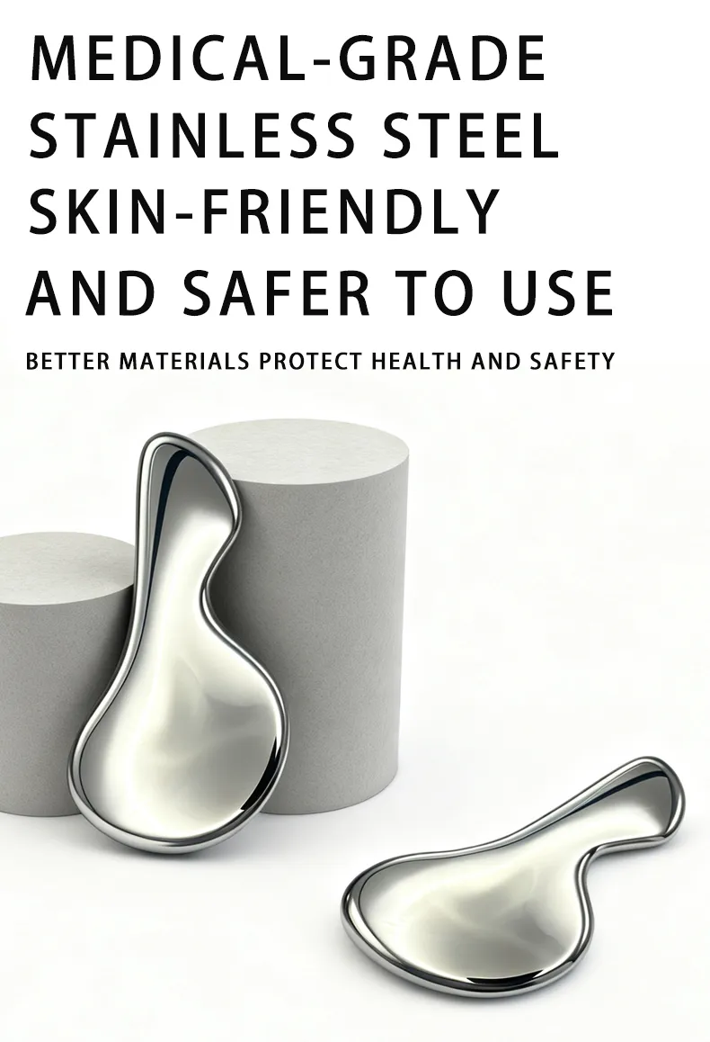 Herramienta de masaje facial Gua Sha de etiqueta privada gratuita 304 espátula de acero inoxidable personalizada