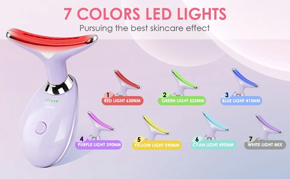 Terapia de Luz Roja para la Cara y el Cuello 7 Masajeador de Belleza Colorido