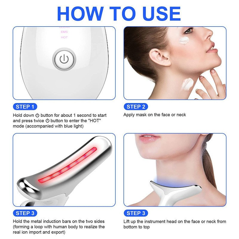 Terapia de Luz Roja para la Cara y el Cuello 7 Masajeador de Belleza Colorido