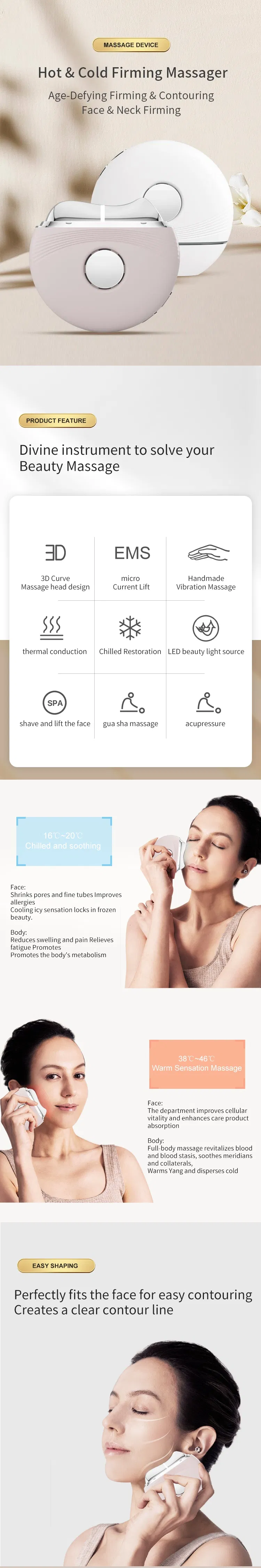 Masajeador facial y corporal caliente y frío con microcorriente EMS y terapia LED