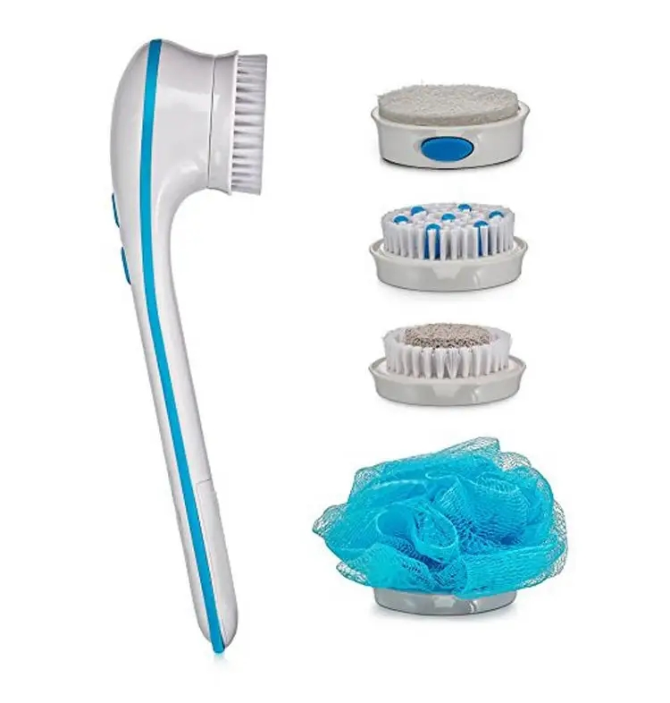 Cepillo de masaje portátil para el cuerpo y los pies con mango largo 5 en 1 cepillo eléctrico para baño y ducha