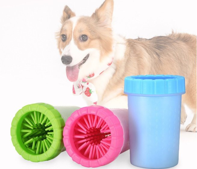 Taza portátil para lavar patas de mascotas, cepillo de limpieza para mascotas, herramientas de masaje, limpiador de patas de perro de silicona suave para el cuidado de mascotas