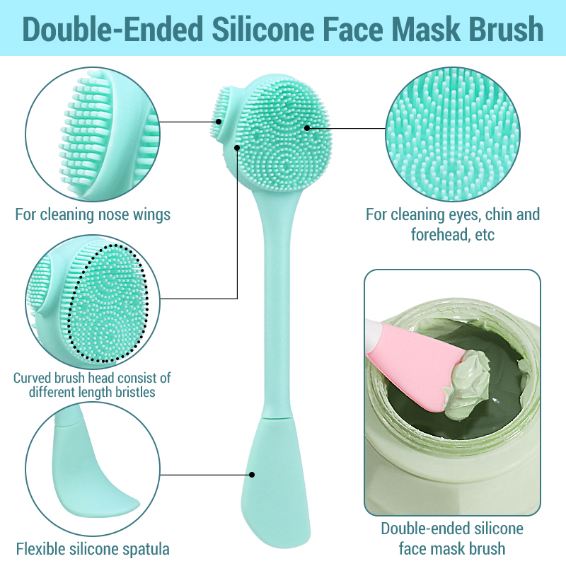 Multi Función 4 en 1 Aplicador Máscara Cómoda Suave Silicona Cara Cuero Cabelludo Exfoliador Masaje Limpieza Facial Profunda Brocha de Maquillaje
