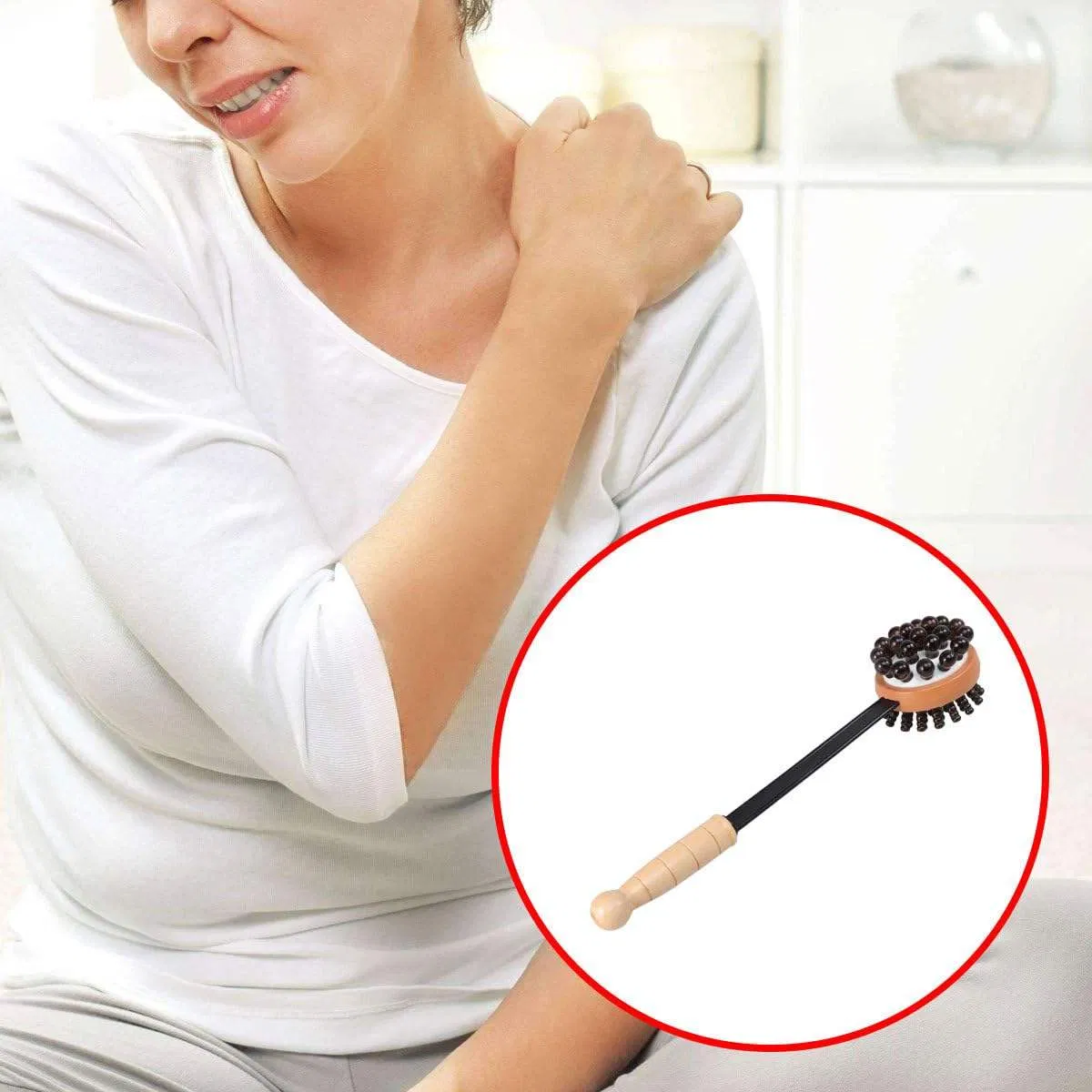 Herramienta de terapia de masaje de madera natural para alivio muscular y fatiga