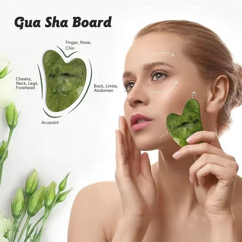 Rodillo de jade real Jiwan Lejia para masaje facial y esculpido, herramienta de cuidado de la piel con guasha de mano