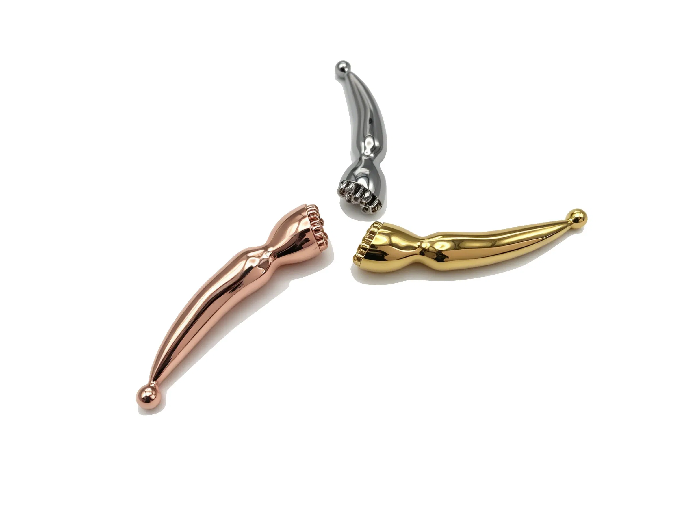 Nueva forma de cabezal de ducha de aleación de zinc, herramienta de masaje facial Gua Sha de metal en color plata y oro rosa, bolígrafo de acupuntura para el rostro