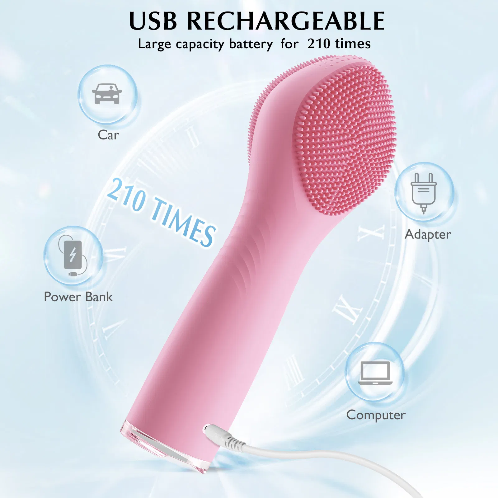 Cepillo Facial Eléctrico de Silicona de Grado Alimentario 2 en 1 Cepillo de Limpieza Facial