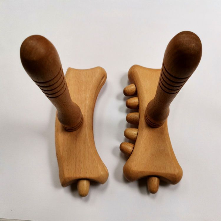Martillo de acupresión de madera completa, palo de masaje Gua Sha de madera de haya