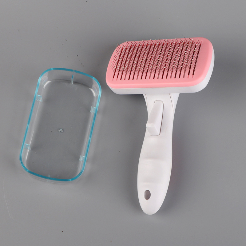 para mascotas de pelo corto, herramienta de aseo con botón de liberación, ducha autolimpiante para perros, suministros para el baño de gatos, cepillo para perros