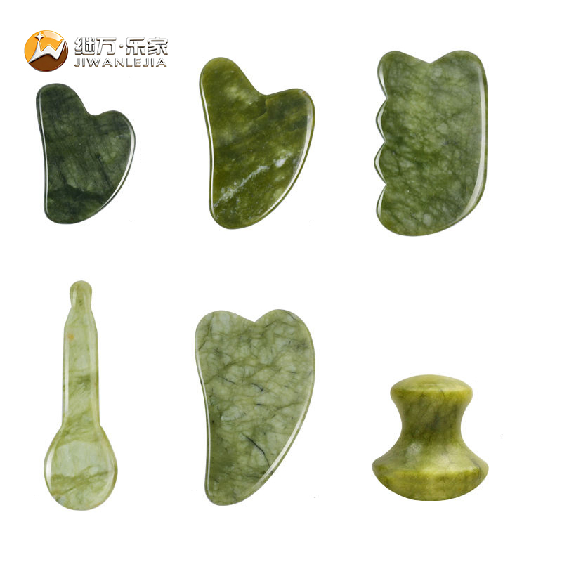 Jiwan Lejia Mejor Precio Suministro Personalizado SPA Mini Facial Natural Verde Jade Corazón Hongo Cuchara Forma Cuerpo Guasha Masaje Herramientas Gua Sha