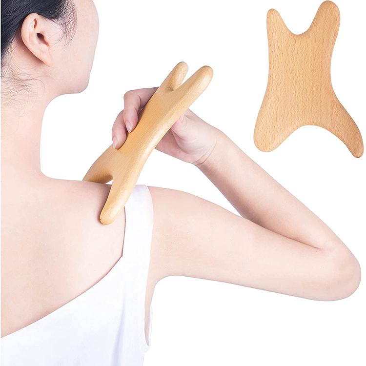 Herramientas de Masaje de Madera Natural para Terapia, Tabla Guasha para Drenaje Linfático