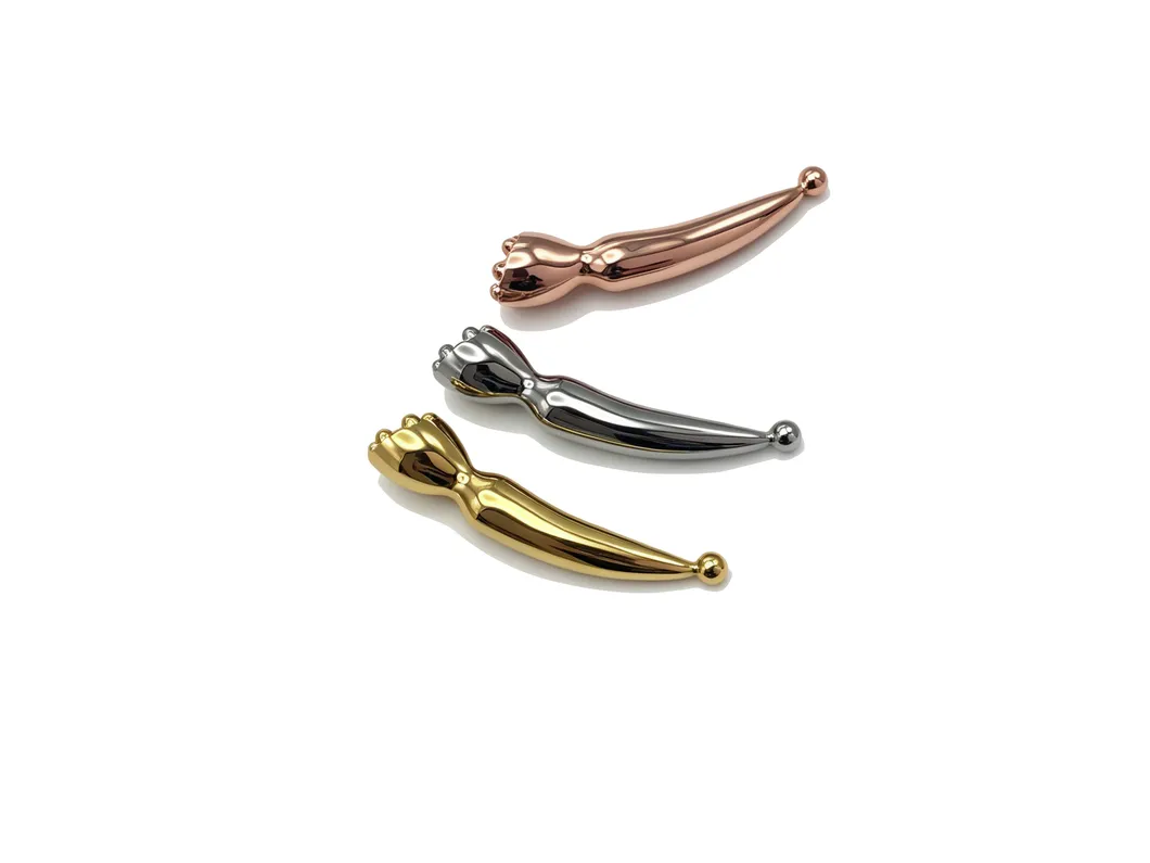 Nueva forma de cabezal de ducha de aleación de zinc, herramienta de masaje facial Gua Sha de metal en color plata y oro rosa, bolígrafo de acupuntura para el rostro