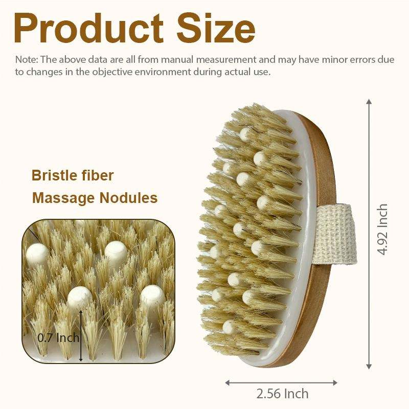 Cepillo de Cerdas de Jabalí Ecológico para el Cuerpo con Masaje, Exfoliante para Piel Seca, Cepillo de SPA