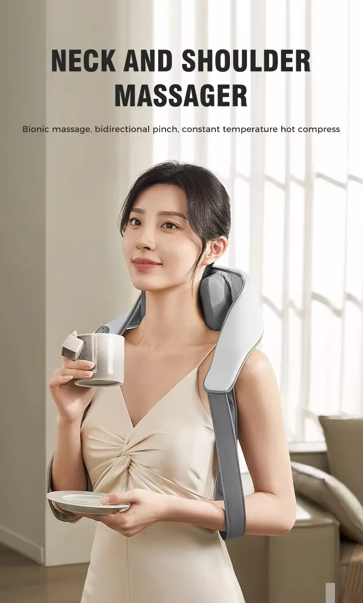 Masajeador de cuello ergonómico en forma de mano - Shiatsu inalámbrico con calefacción