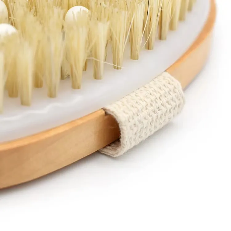 Cepillo de Cerdas de Jabalí Ecológico para el Cuerpo con Masaje, Exfoliante para Piel Seca, Cepillo de SPA