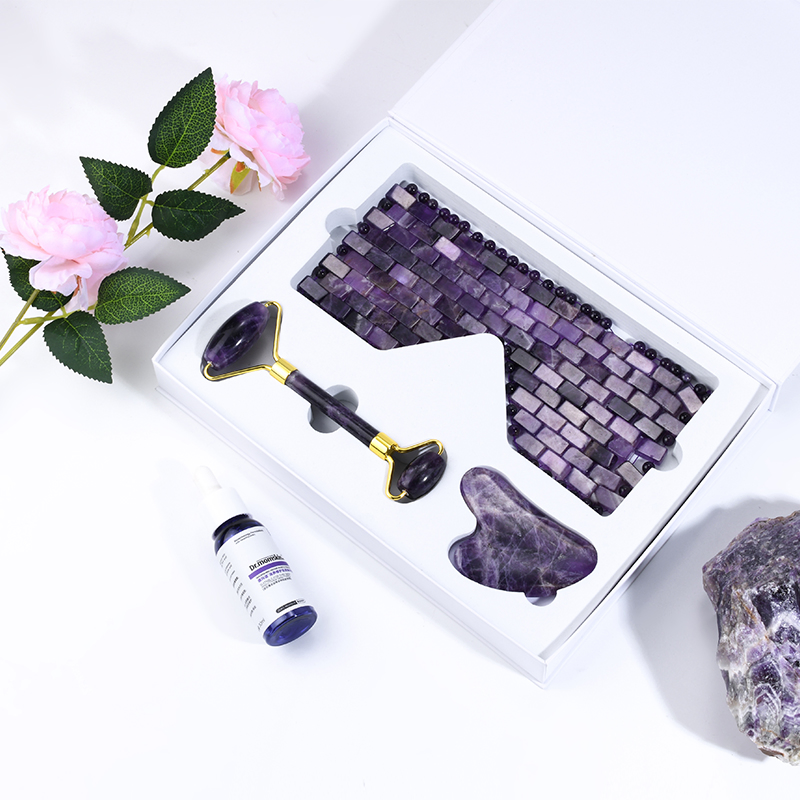 Nuevo rodillo de jade de cuarzo rosa natural para masaje corporal, herramienta de raspado Gua Sha, herramientas de masaje facial