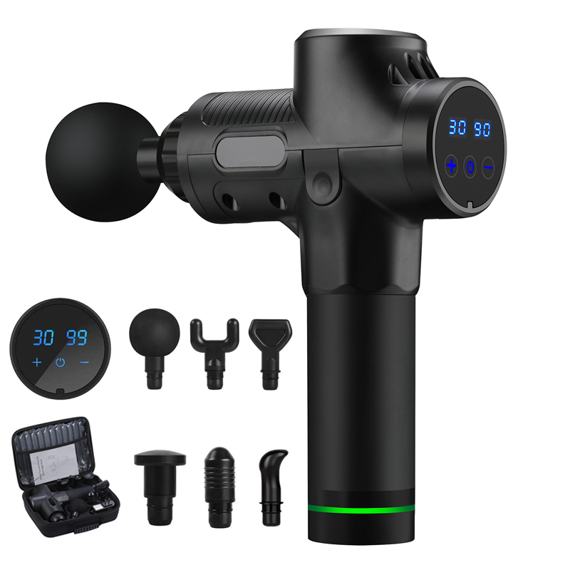 2021 Venta Caliente con 4 Cabezas Profesional Potente Pistola Masajeador Calor Cuerpo Tejido Profundo Portátil Mini Pistola de Masaje