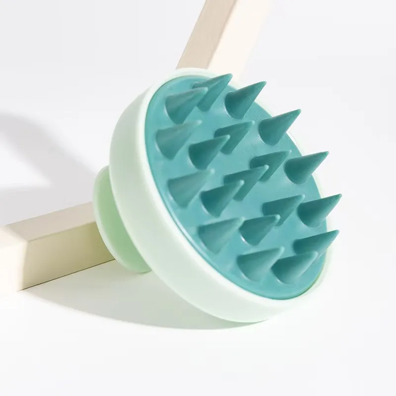 Cepillo de baño redondo de silicona para lavar el cabello, masajeador de cuero cabelludo, cepillo para champú