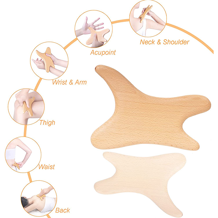 Herramientas de Masaje de Madera Natural para Terapia, Tabla Guasha para Drenaje Linfático