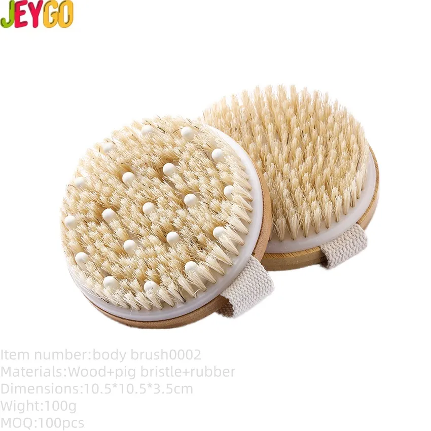 Tratamiento de celulitis con drenaje linfático, cepillo de masaje corporal de cepillado en seco natural