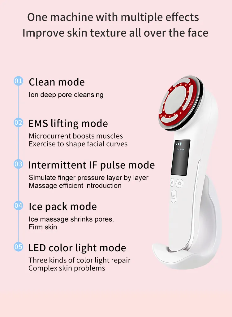 7 en 1 Cepillo de limpieza facial Masajeador Limpiador de piel Cepillo exfoliante facial