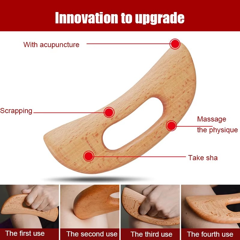 Herramienta de Gua Sha de Madera Natural, Tabla de Raspar, Herramienta de Masaje
