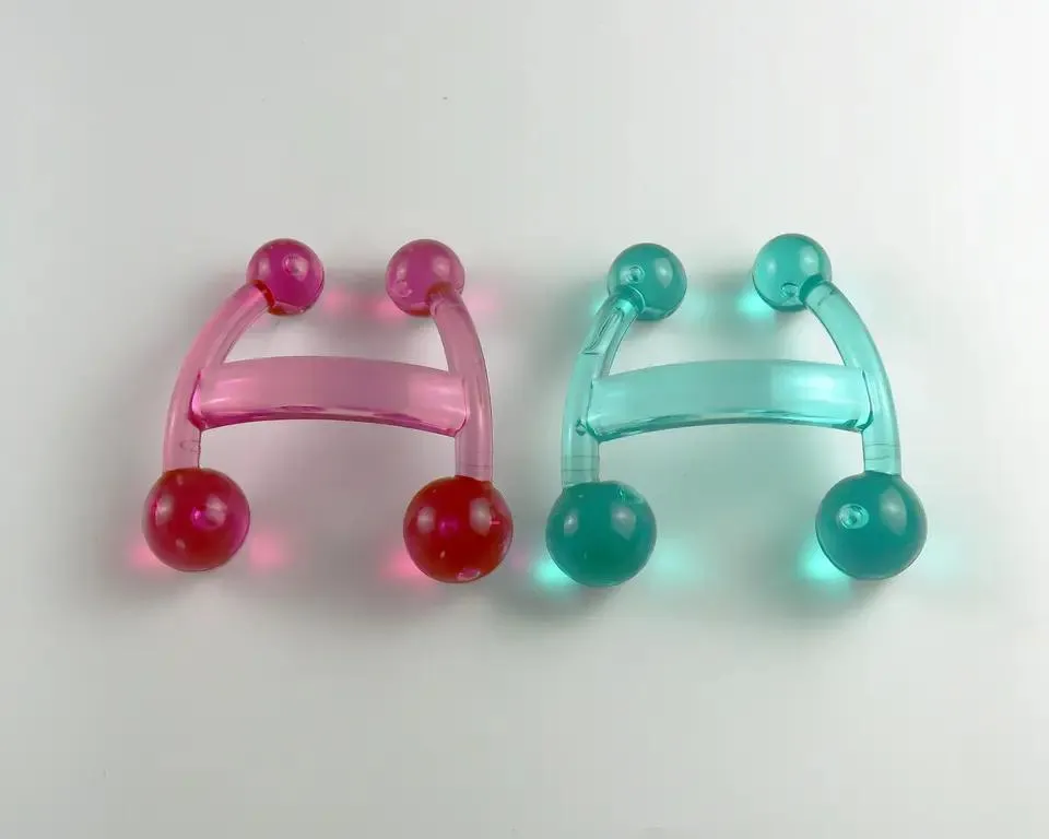 Herramienta de Masaje Manual para la Espalda con Forma de H de Plástico 4-Ball Perillas Cervicales de la Columna Vertebral Meridiana Acupresión