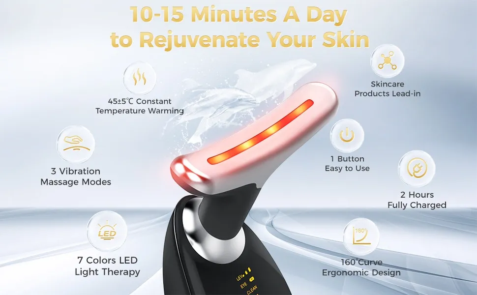 Terapia de Luz Roja para la Cara y el Cuello 7 Masajeador de Belleza Colorido
