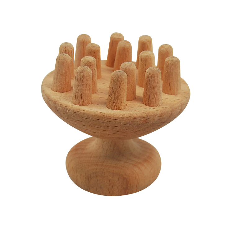 Herramienta de masaje de cuero cabelludo de terapia de acupuntos de madera para masaje corporal de mano