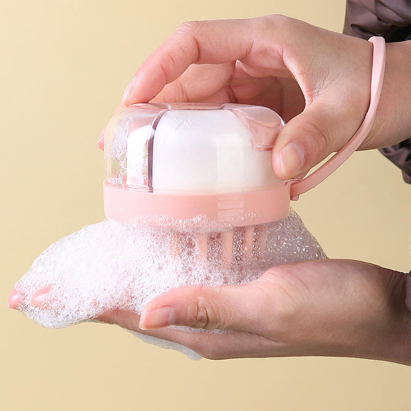 Cepillo de champú de doble presión nuevo para masaje del cuero cabelludo, desenganche y desenredado, cepillo transparente para limpieza y dispensación de champú