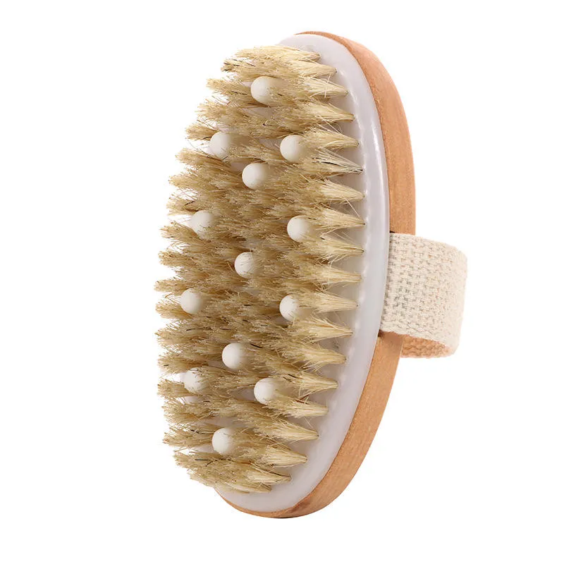 Cepillo de Cerdas de Jabalí Ecológico para el Cuerpo con Masaje, Exfoliante para Piel Seca, Cepillo de SPA