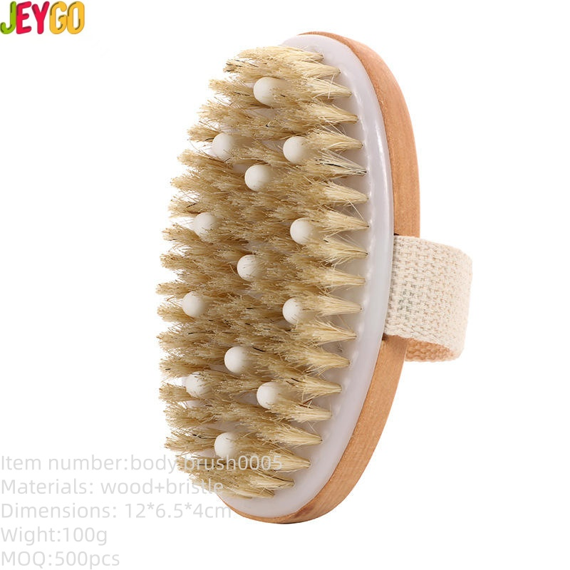 Cepillo de Cerdas de Jabalí Ecológico para el Cuerpo con Masaje, Exfoliante para Piel Seca, Cepillo de SPA