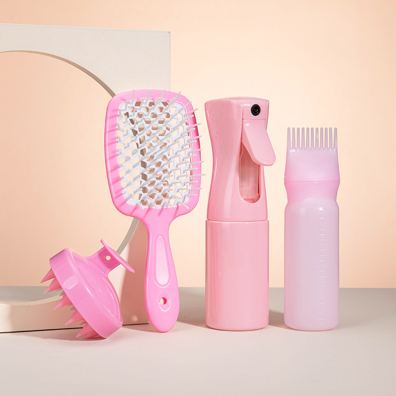 Kit completo de estilizado de cabello con botella de spray de niebla fina, cepillo de masaje del cuero cabelludo y cepillo aplicador de tinte para el cabello, set de herramientas para el cuidado del color del cabello