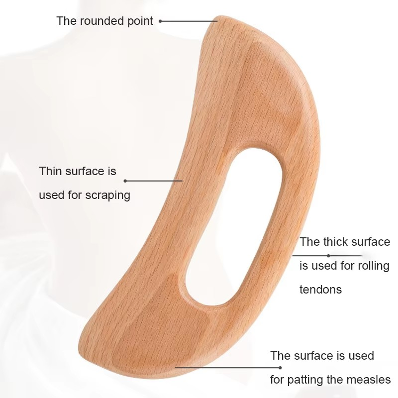 Herramienta de Gua Sha de Madera Natural, Tabla de Raspar, Herramienta de Masaje