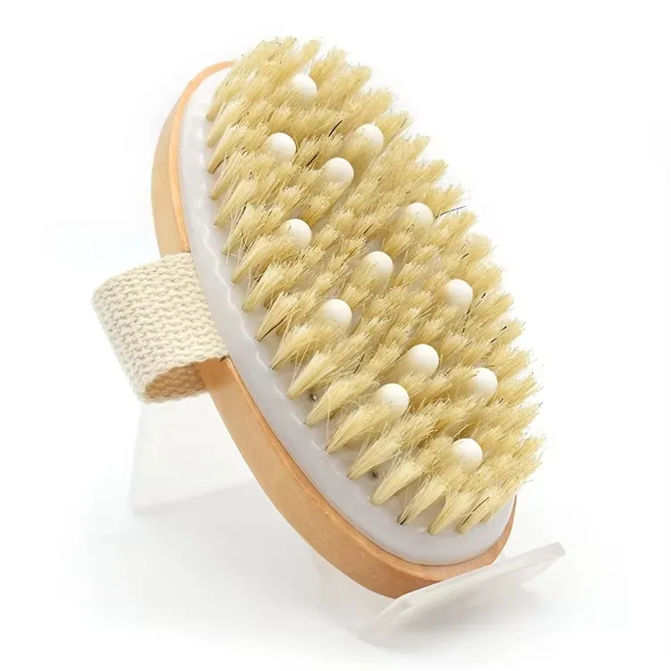 Cepillo de Cerdas de Jabalí Ecológico para el Cuerpo con Masaje, Exfoliante para Piel Seca, Cepillo de SPA