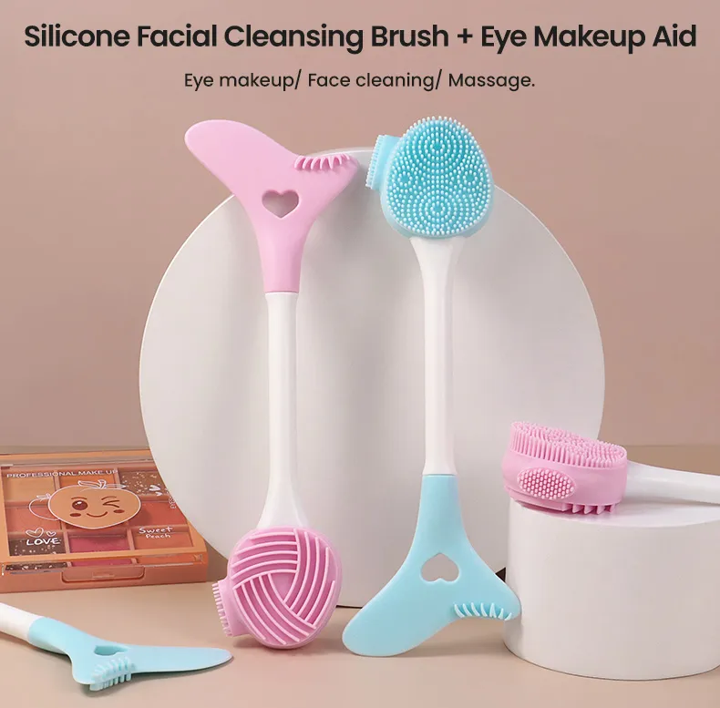 Herramienta de maquillaje para ojos, ayuda para el delineador de ojos y máscara de pestañas de silicona para masaje facial multifuncional