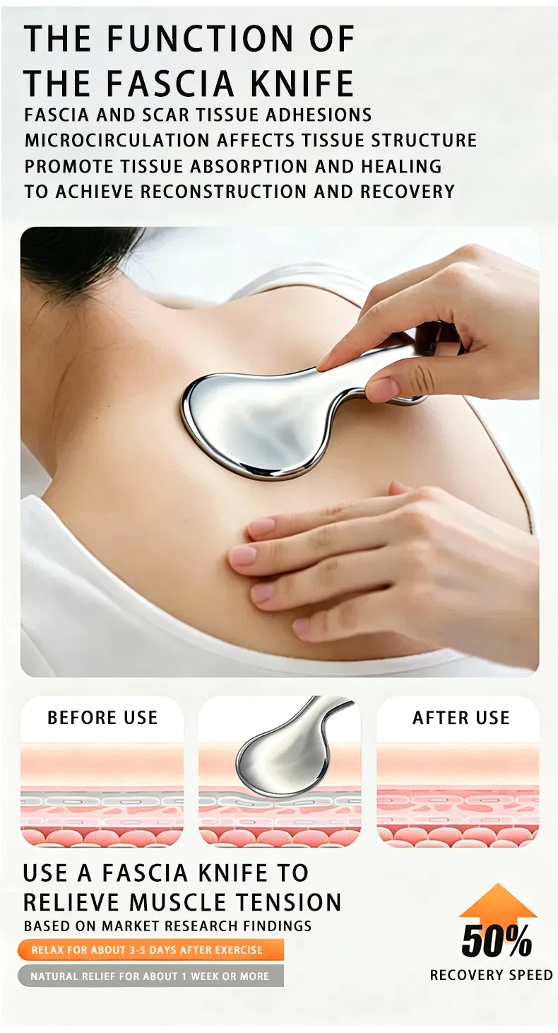 Herramienta de masaje facial Gua Sha de etiqueta privada gratuita 304 espátula de acero inoxidable personalizada