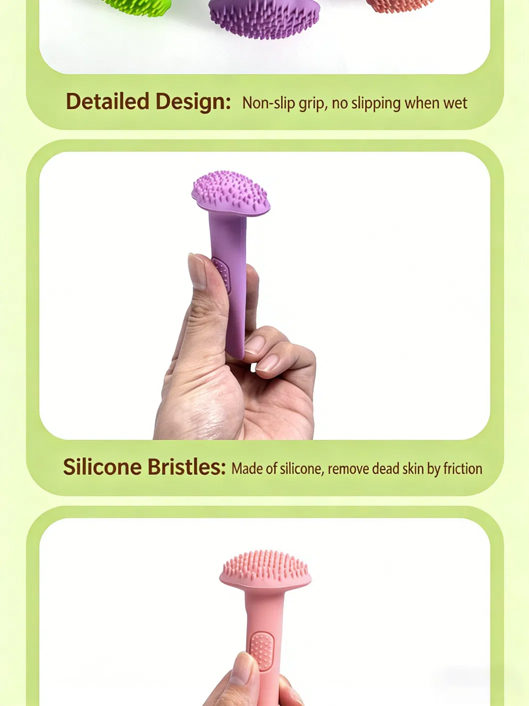 Cepillo de lavado facial de silicona suave con ventosa, limpieza profunda, exfoliación, cepillo de masaje para baño y cuero cabelludo