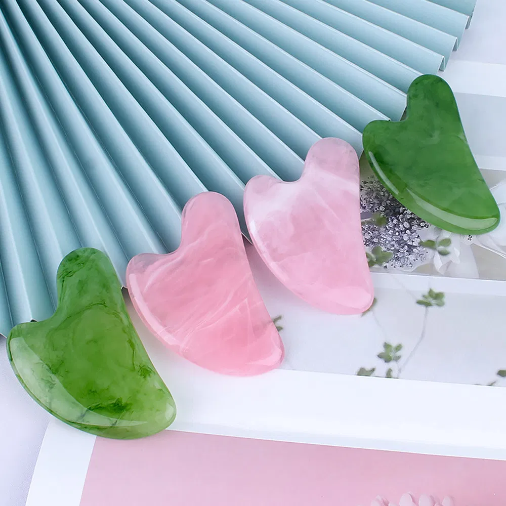 Herramienta de masaje facial de piedra Gua Sha de cerámica de jade natural, herramientas de guasha de jade para el cuidado de la piel