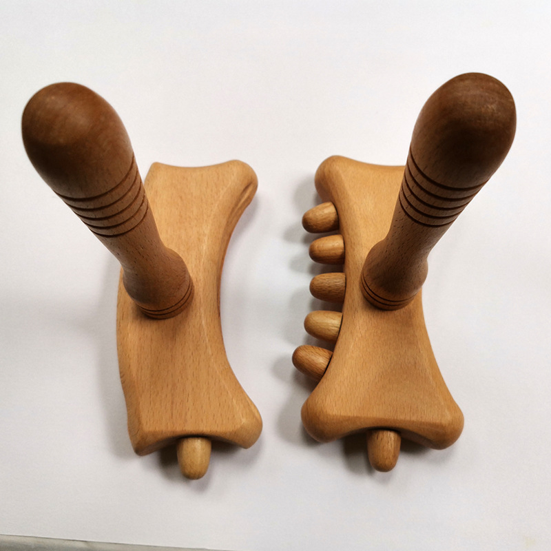 Martillo de acupresión de madera completa, palo de masaje Gua Sha de madera de haya