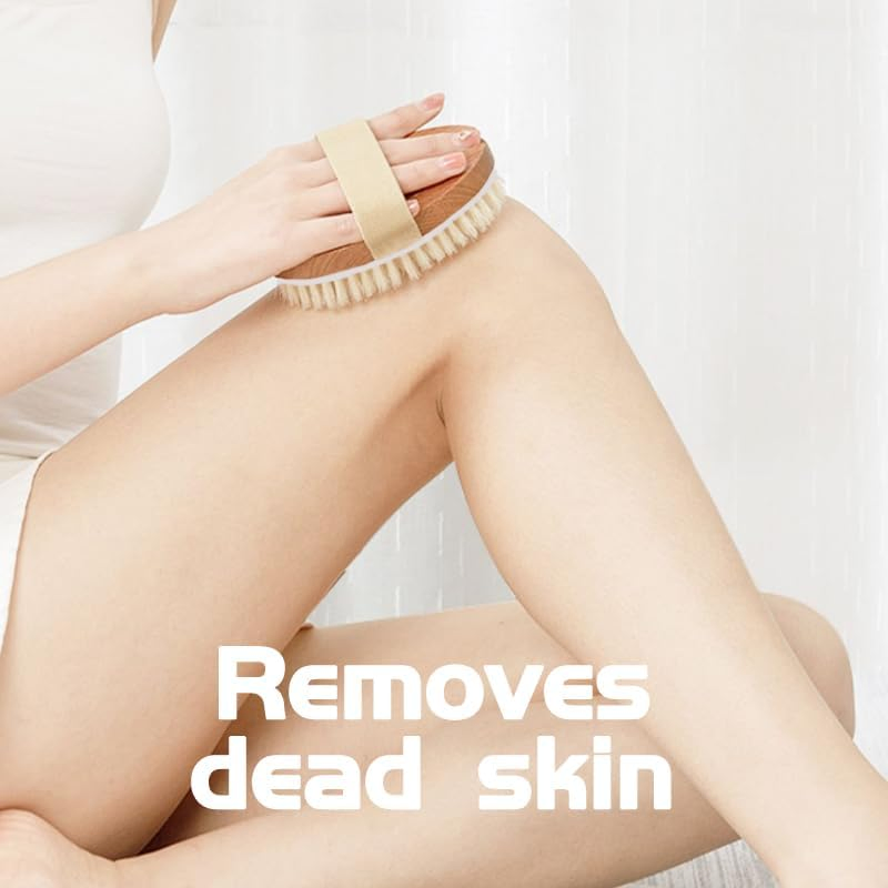 Cepillo de Cuerpo de Cerda Natural Beautichen con Nodos de Masaje – Cepillo de Baño de Madera de Mano para Exfoliación, Drenaje Linfático, Reducción de Celulitis
