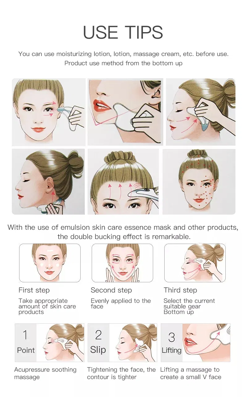 Mini Masajeador Eléctrico Herramienta de Masaje Facial de Acero Inoxidable Terapia de Gua Sha Herramientas Guasha