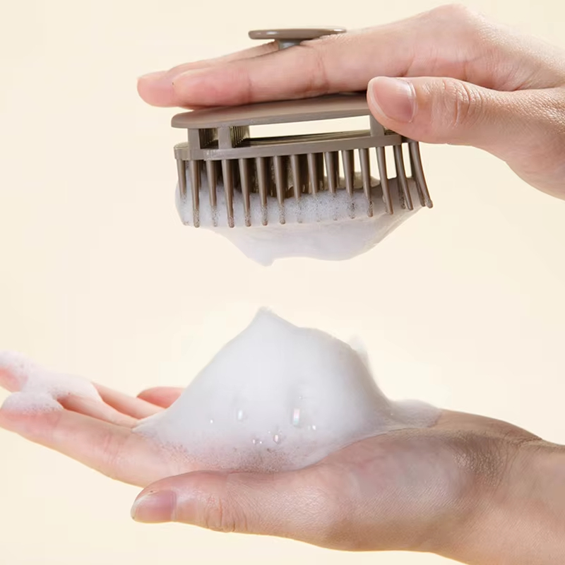 2025 Nuevo cepillo de champú para el cabello, masajeador de cuero cabelludo, cepillo de baño personalizado al por mayor con logo, cepillo de masaje para el cuero cabelludo Meridian