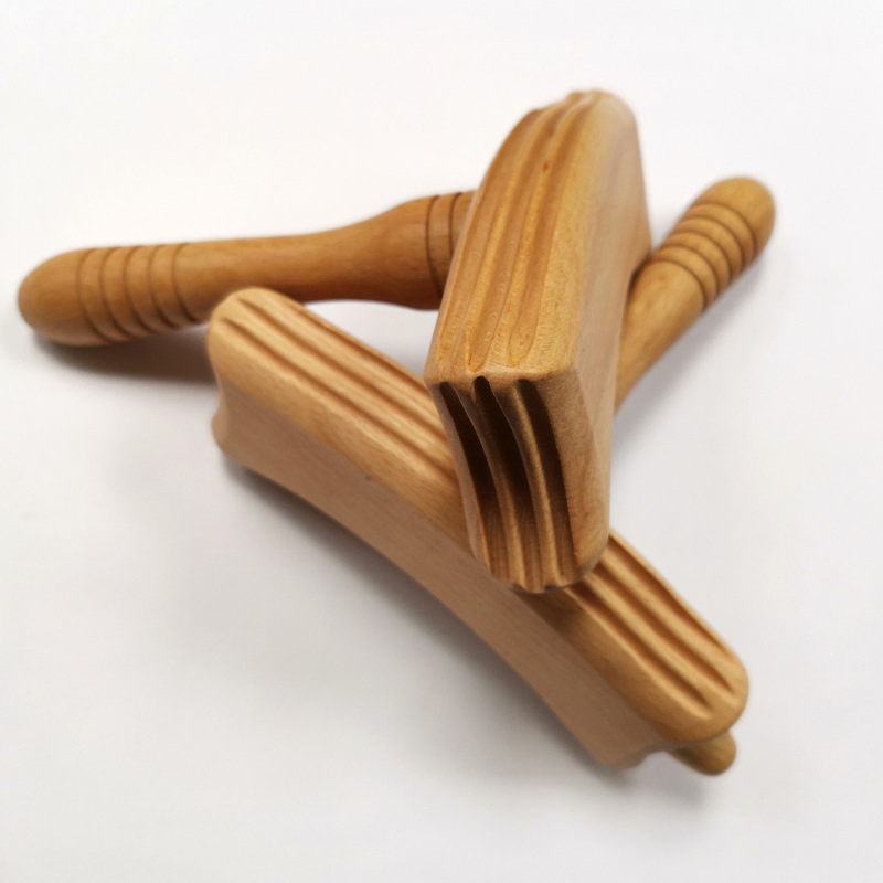 Martillo de acupresión de madera completa, palo de masaje Gua Sha de madera de haya