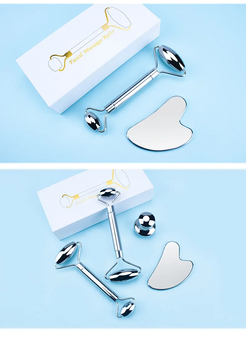 Producto de belleza OEM Gua Sha de acero inoxidable herramienta de masaje facial en forma de corazón Gua Sha de metal Gua Sha de acero inoxidable